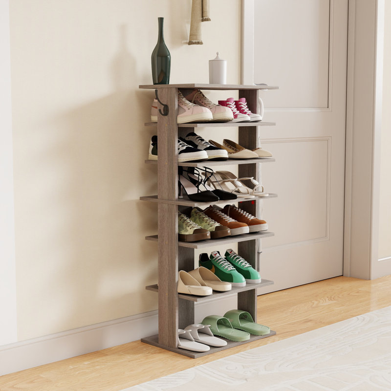 Space-saving Particle Board Shoe Rack Rustic Gray Entryway