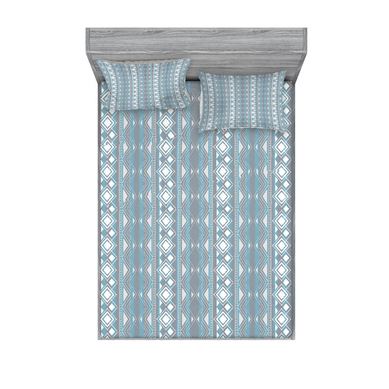 Ensemble de draps à motif de bordure marocaine à pois, Ensemble de drap pour grand lit avec drap-housse