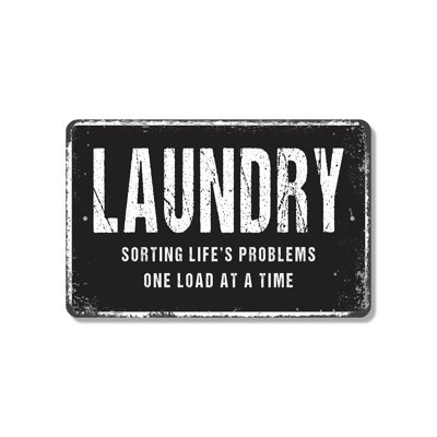 Laundry Room Self Service Open 24 Hour (2 Pack) 8 Inch x 12 Inch Plastic Sign Sort Wash Dry Repeat Perfect for Laundry Rooms Dorms Apartments Fun Gift for Families Roommates College Students