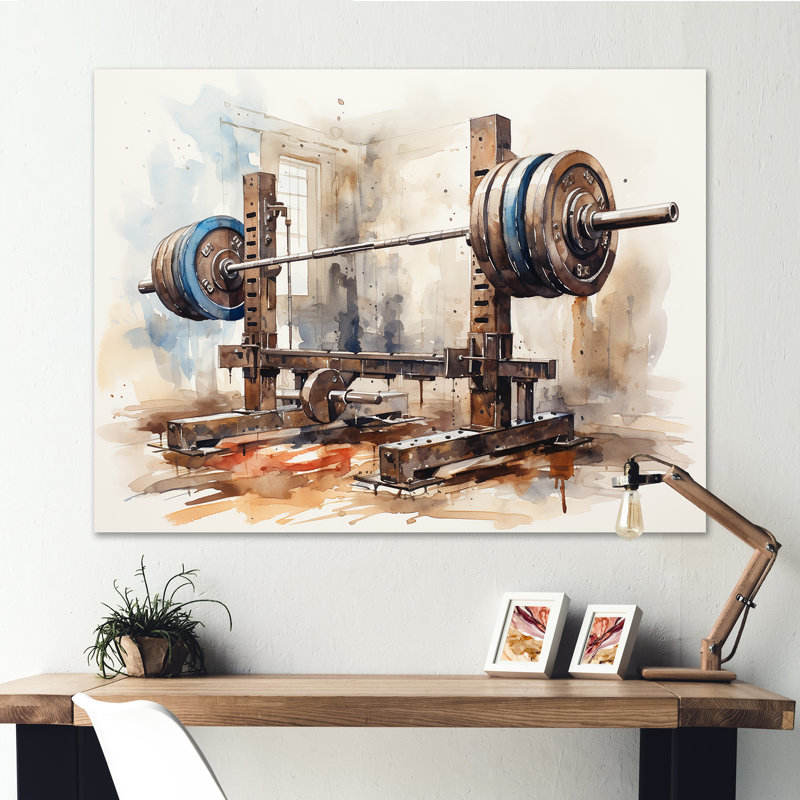 Haltérophile - Art mural haltérophile, Toile tendue, H 34 po x l 44 po x P 1,5 po