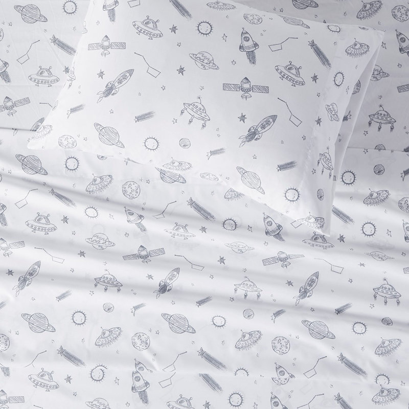 Ensemble de draps en microfibre Gracie Mills Lila, Ensemble de draps pour lit grand avec un drap-hous, gris