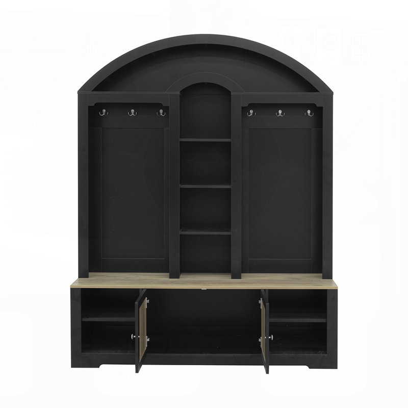 Multi-functional Wardrobe with Shoe Racks, Clothes Hangers, and Hooks, Sturdy MDF Construction for Modern Storage Solutions