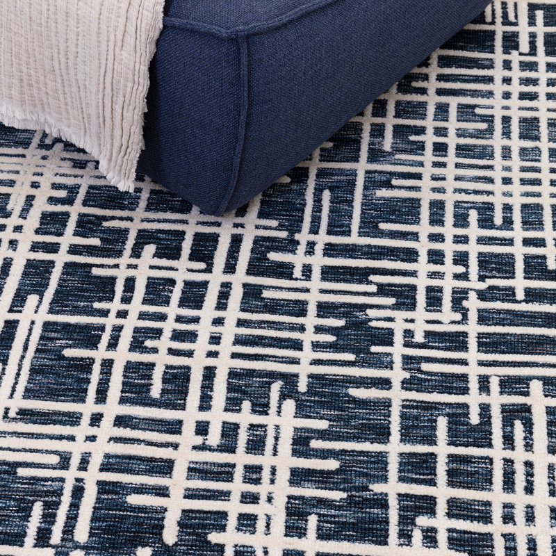 Clemones Blueprint Blue Area Rug, Rectangle 120 x 170 cm
