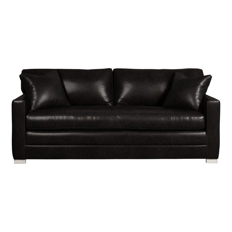 Hillcrest 81'' Bench Seat Sofa, Casa Blanca, Ziggy Ink Genuine Leather