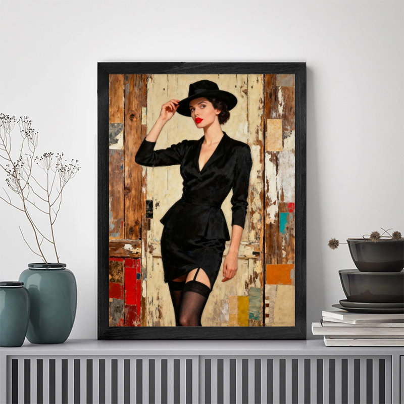 «Black Love Vintage Paris from Elegant Lady», reproduction d'art encadrée de style rétro, H 25 po x l 17 po
