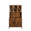Grande armoire de rangement Milvio avec portes en verre, tiroirs et tablettes ouvertes, armoire de cuisine sur pied pour le salon-1011335842