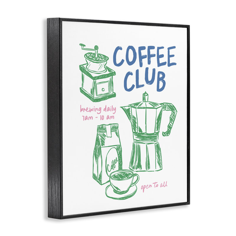 Giclée encadrée «Coffee Club», par JJ Design House LLC, H 20 po x l 16 po, Giclée encadrée noir minuit