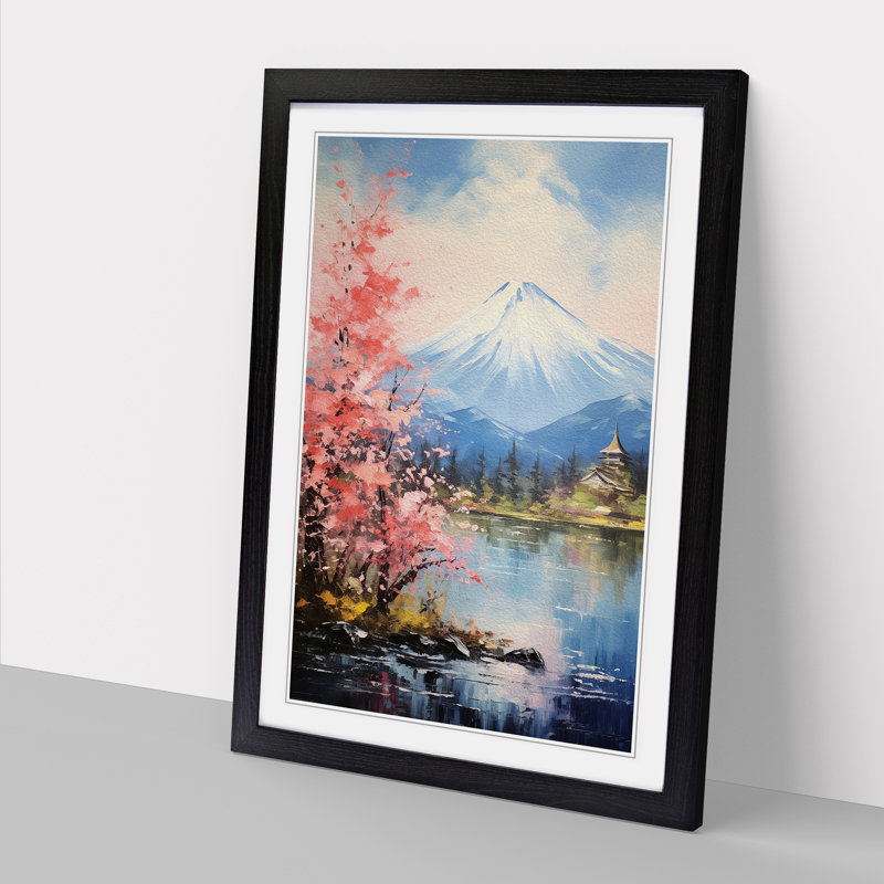 Mount Fuji Impressionism - Framed Print, Black, 64cm H x 46cm W x 2cm D
