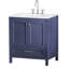 Meuble-lavabo bleu marine 30 po - Entièrement assemblé avec lavabo et structure en bois massif. Comptoir en marbre. Système de fermeture en douceur. Rangement. 30,06 po de profondeur x 19,08 de largeur, 34,95 de hauteur. Armoire de 93,04 lb.