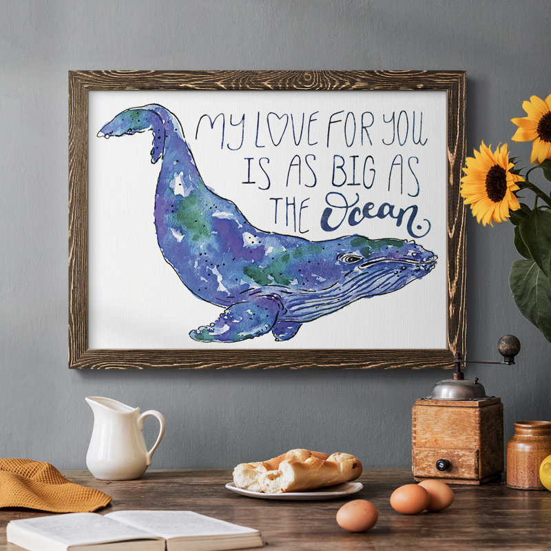 Whale Love II, H 14 po x l 20 po x P 1,5 po, Noyer