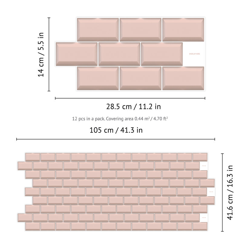 Edis 30.5cm W x 15.4cm L Vinyl Peel and Stick Subway Tile