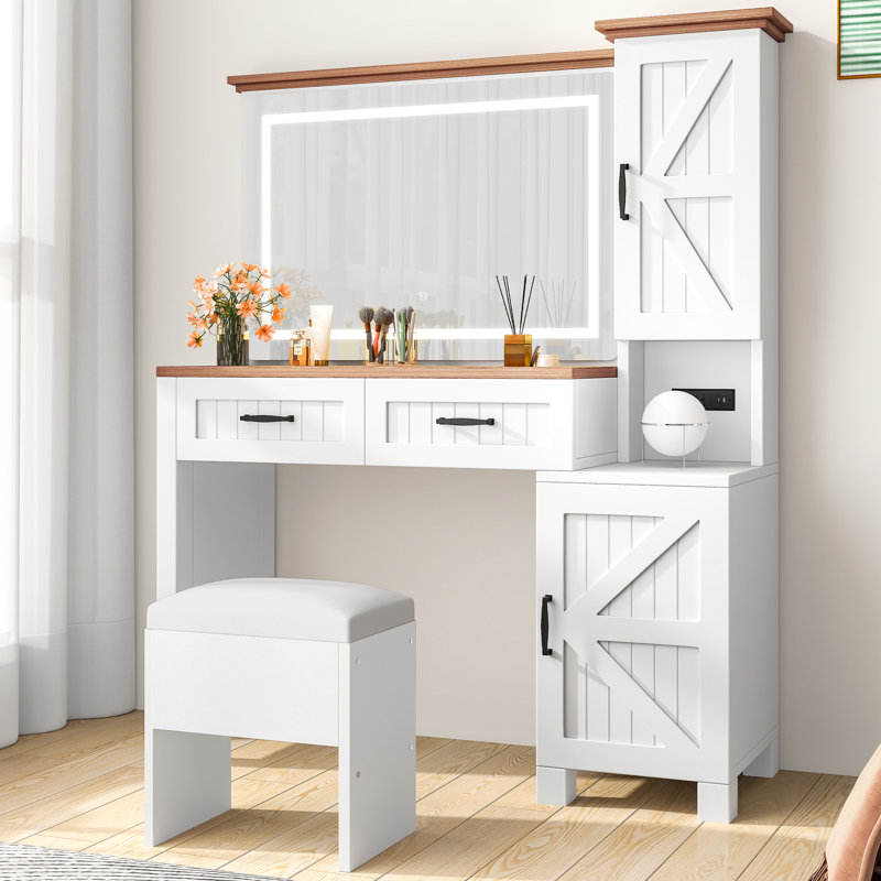 Coiffeuse avec miroir d'éclairage réglable