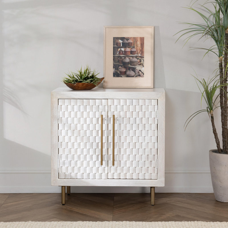 Abshire Mango Wood Cabinet, White Wash