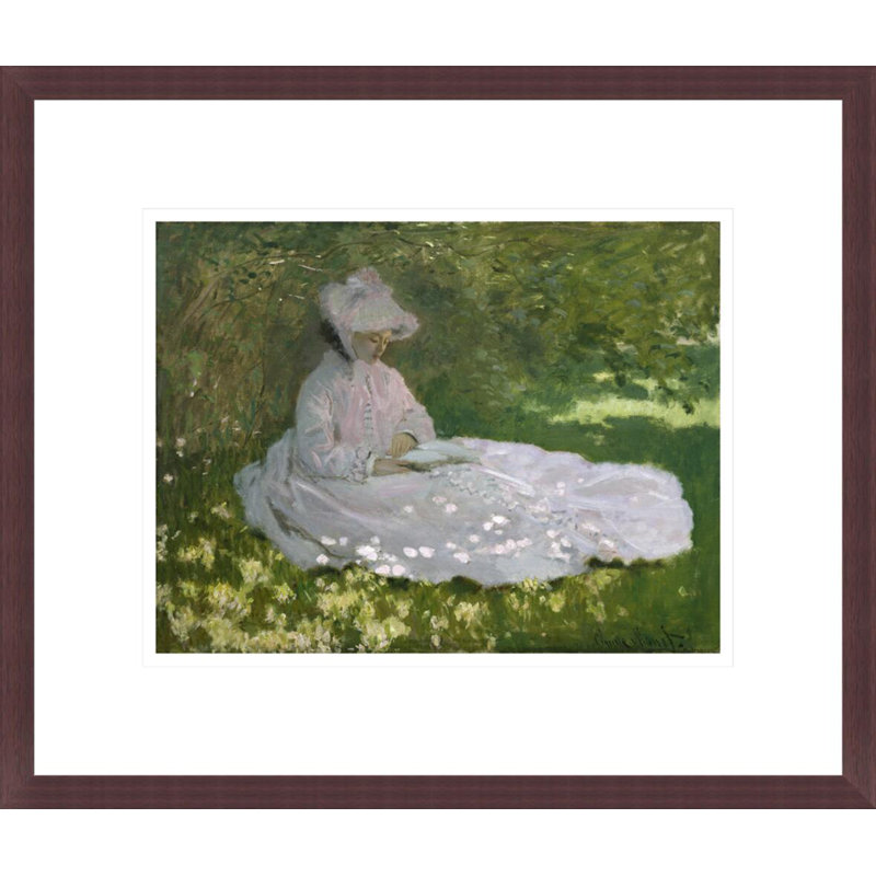 «Springtime» par Claude Monet, impression giclée encadrée, H 13,75 po x l 16,21 po