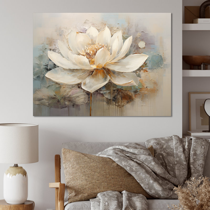 Antique Lotus Connection I - Lotus, reproductions encadrées, H 24 po x l 32 po x P 1 po, Toile tendue