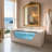 67" Bathtub, 89 Gallons, White - 7 Jets, Led , Slip Tub, Waterproof Gallon Size, Hydro Massage Ergonomic Control , Tempered Glass Panel
