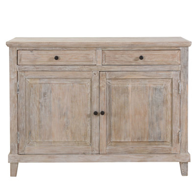 Buffet en bois de manguier massif à 2 portes avec tiroirs 49 po Barett