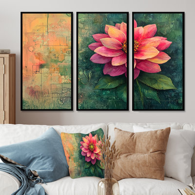 Vintage Dalia Spring Symphony I - Dahlia Wall Art - Set Of 3