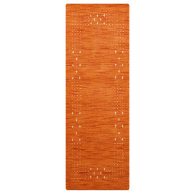 Grisel Hand Knotted Loom Wool Eco-Friendly Area Rugs - Runner, Orange Colour, Contemporary Modern Design, High Pile Thick Handmade Anti Skid Area Rugs for Living Room, Bed Room