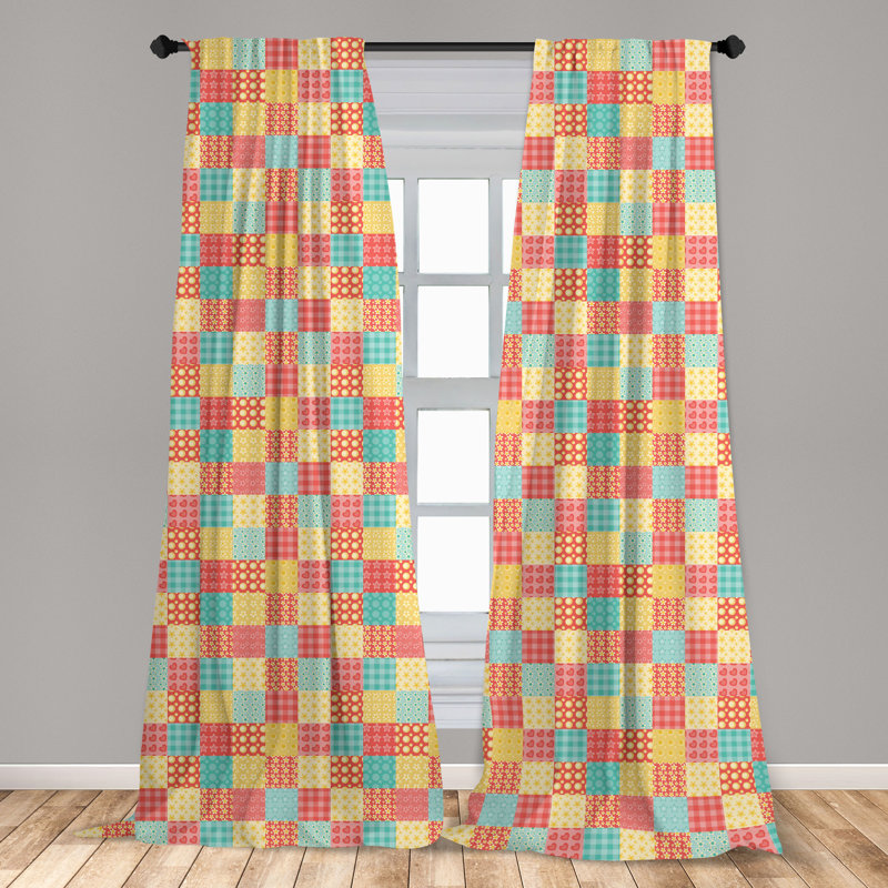Patchwork Semi-Sheer Rod Pocket Curtain Panels, 28" x 95"