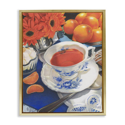 Citrus Tea Time Framed Floater Canvas Wall Art by Mardell Schuster
