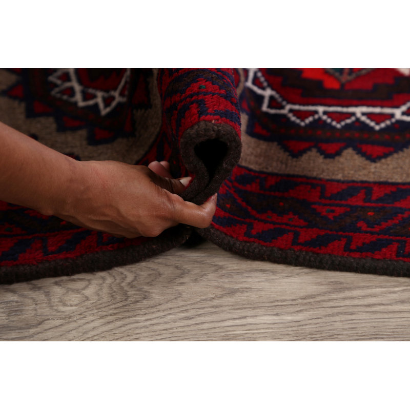 Tapis décoratif en laine de conception unique noué à la main new age balouch brun 3 pi 4 po x 5 pi 4 po