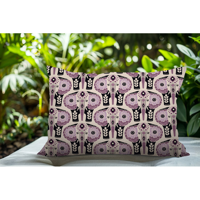 Coussin lombaire réversible intérieur / extérieur Hayes, Rectangulaire H 18 po x l 25 po, Mauve