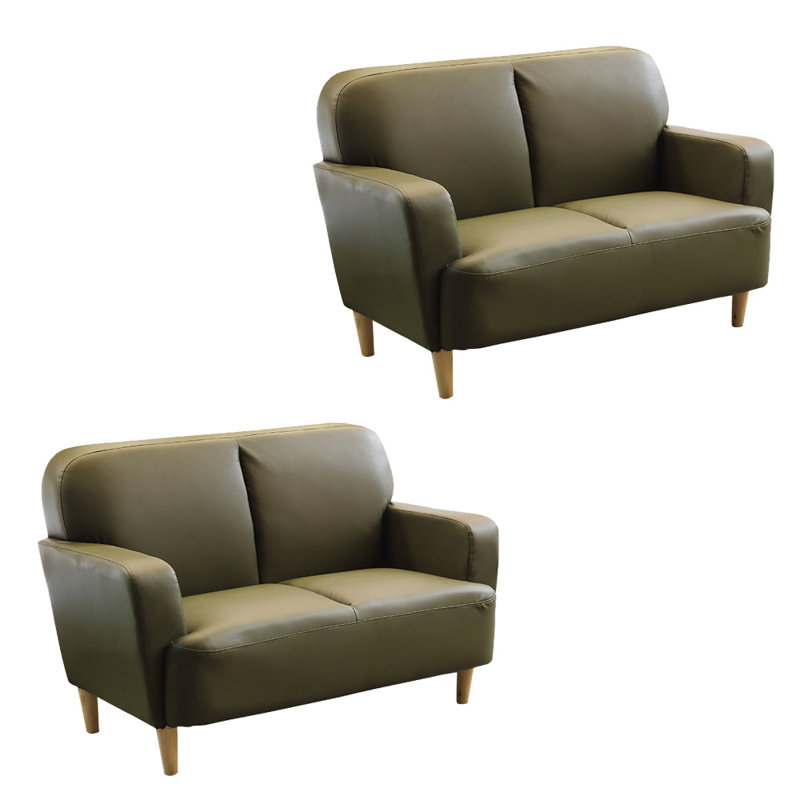 Banc rembourré en similicuir, Vert olive foncé