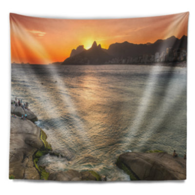 Tapisserie coucher de soleil seascape ipanema on rio de janeiro