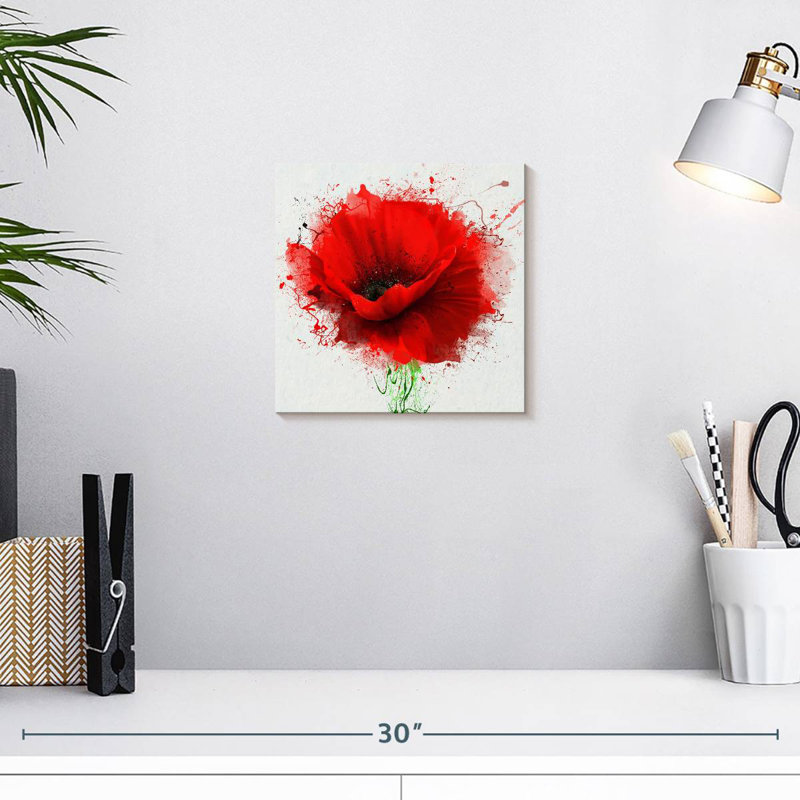 Éclaboussure de coquelicot rouge, H 10 po x l 10 po
