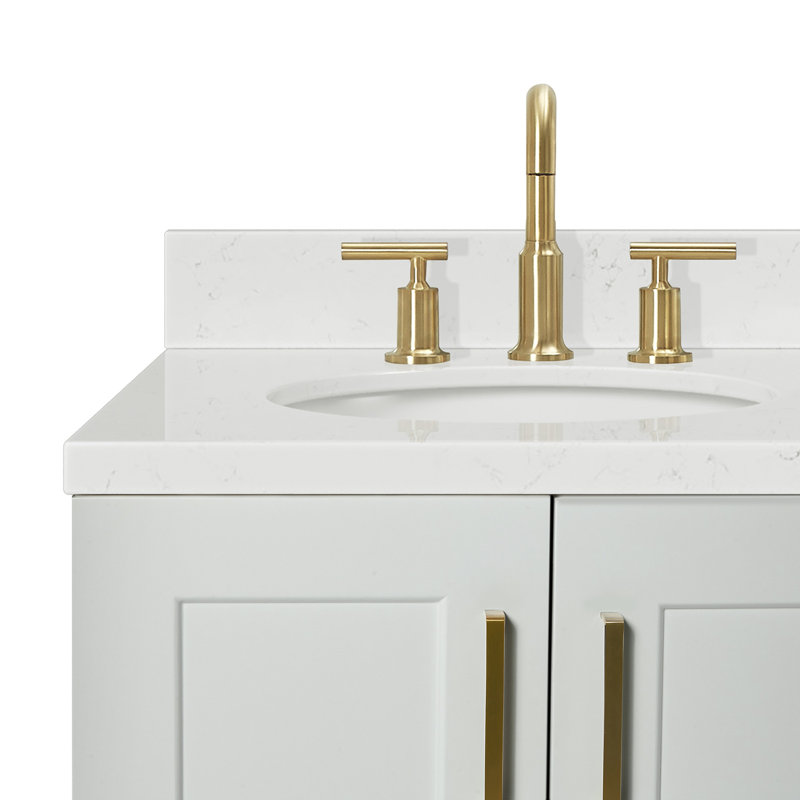 37 IN.  Single Bathroom Vanity, Left, Oval, White