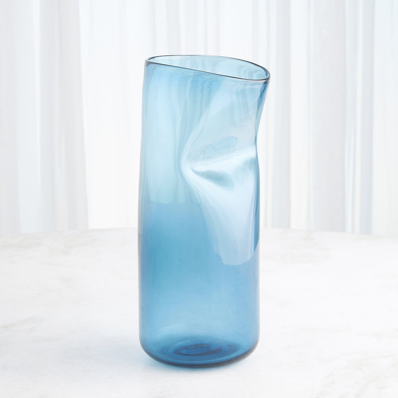 Contour Vase, 15" H x 7.25" W x 6.75" D, Blue