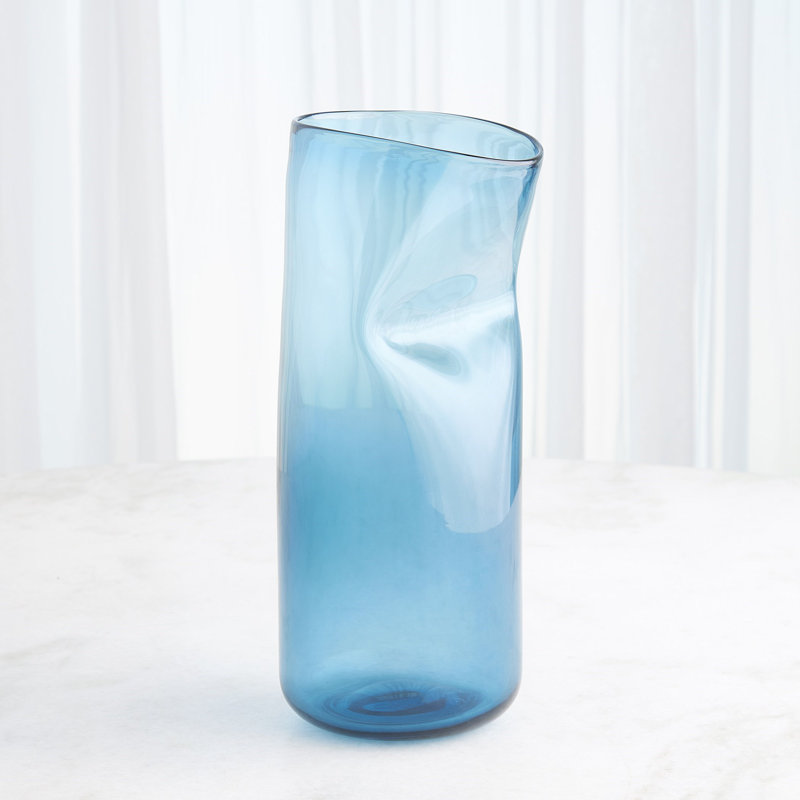 Contour Vase, 15" H x 7.25" W x 6.75" D, Blue