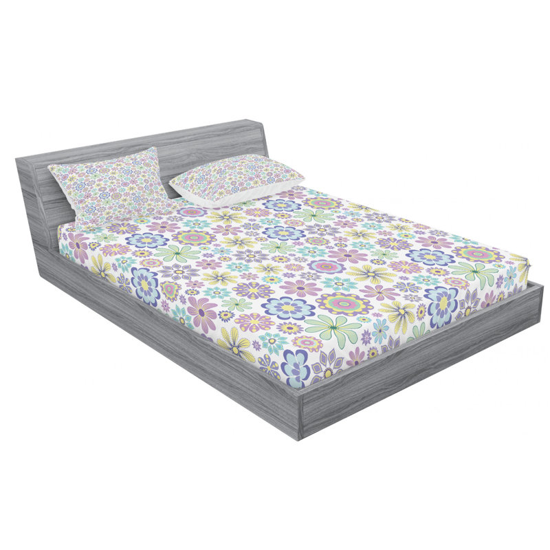 Microfiber Floral Sheet Set, Full Sheet Set + Fitted Sheet + 2 Pillowcases
