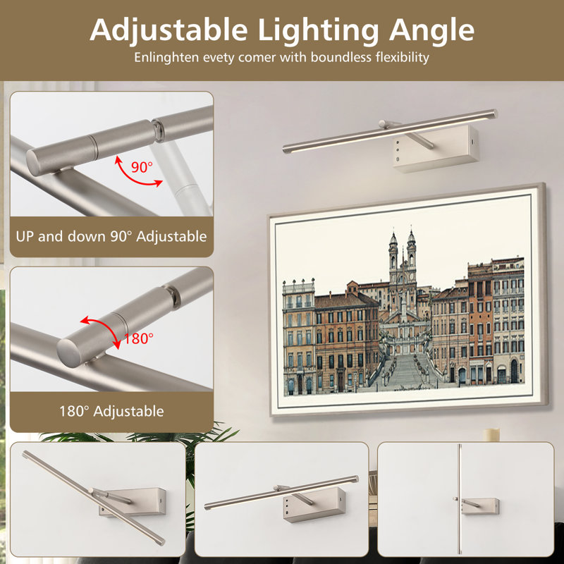 Lampe DEL 15,55 "à intensité variable avec 3 températures de couleur (3000K / 4000K / 6000K), Nickel brossé