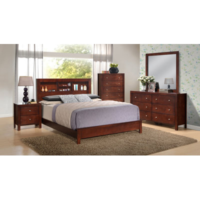 Elegant Cherry Transitional Queen Bed