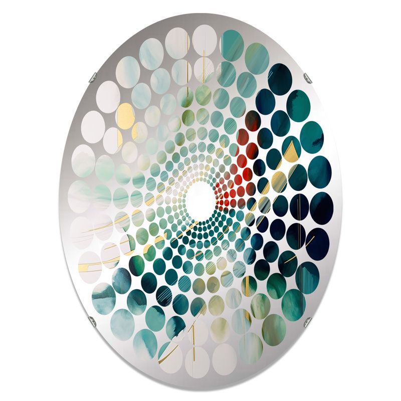 Miroir décoratif géométrique à motif géométrique vert et doré MIR105667 O, L 24 po x H 36 po