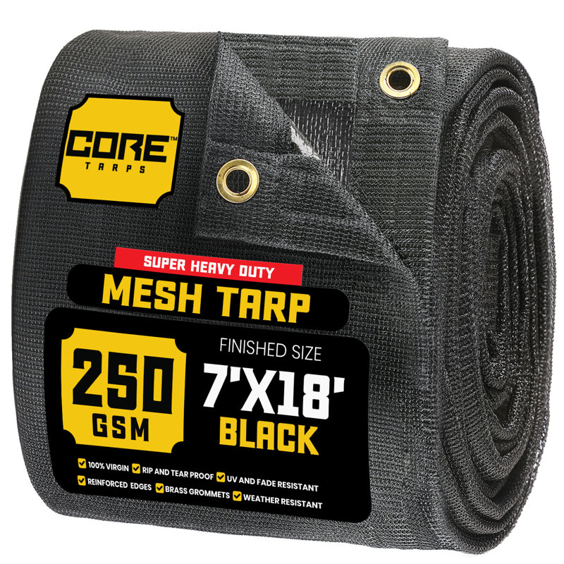 7 pi x 18 pi 250 g / m² 7,5 oz bâche robuste, résistant aux rayons UV, Noir