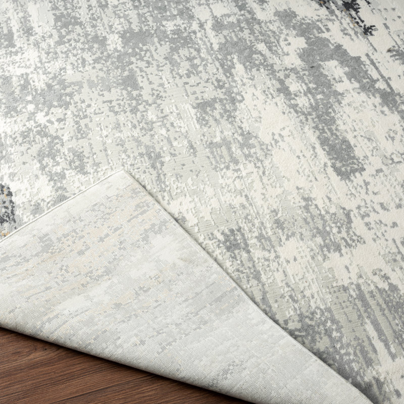 B Abstract Area Rug in Grey, Rectangle 7'6" x 9'6"