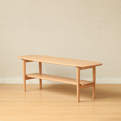Kamryn Low Wooden Coffee Table with Storage Shelf