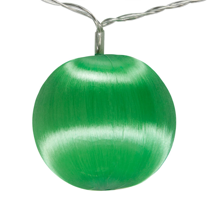 72" 10 Light LED Christmas Ornament String Lights, Green
