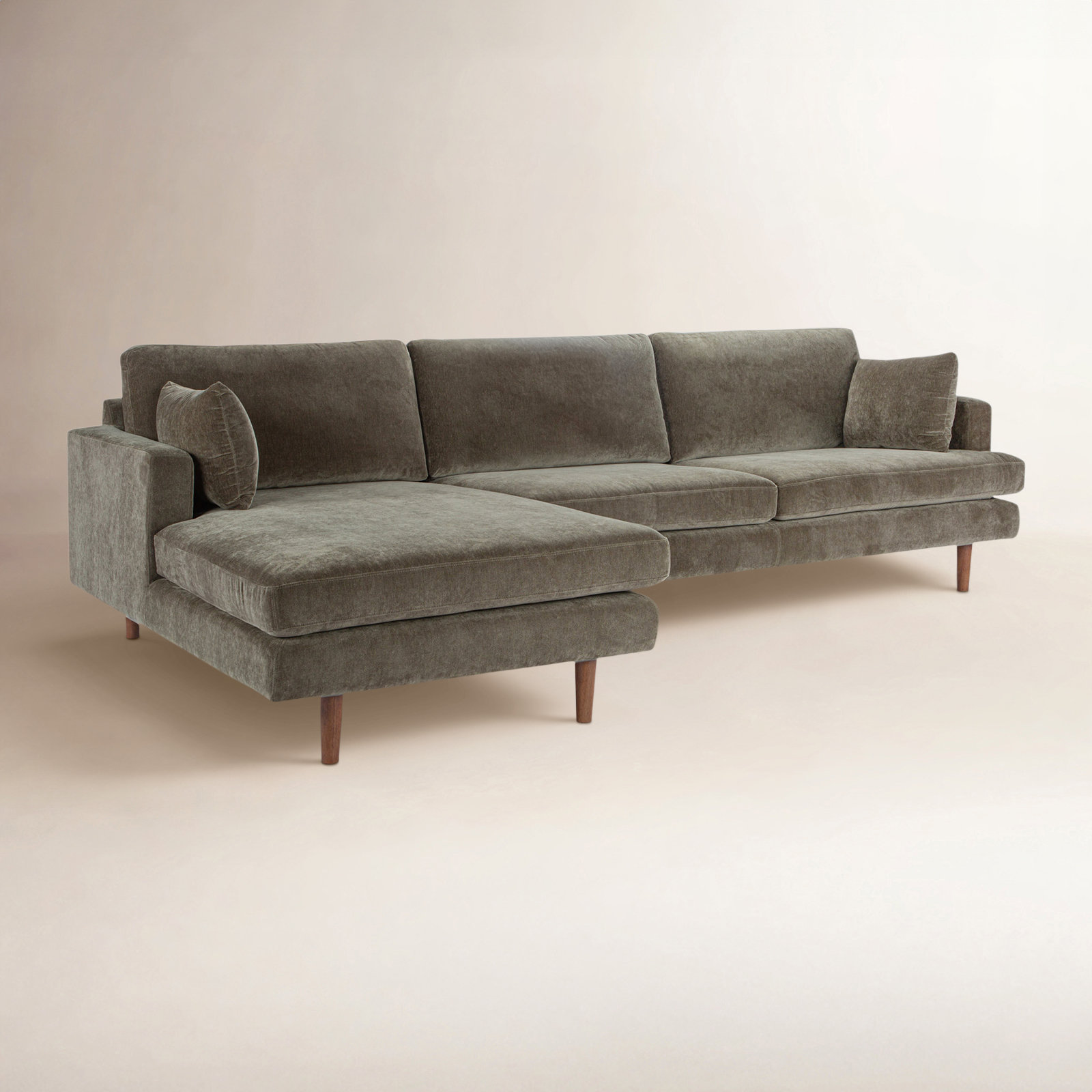 Laguna Upholstered Chaise L-Sectional, Left Hand Facing, Olive Green Performance Chenille