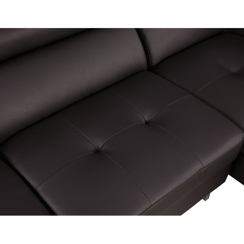 Armes Upholstered L-Shaped Sectional Left Hand Facing, Left Hand Facing, Brown Faux Leather