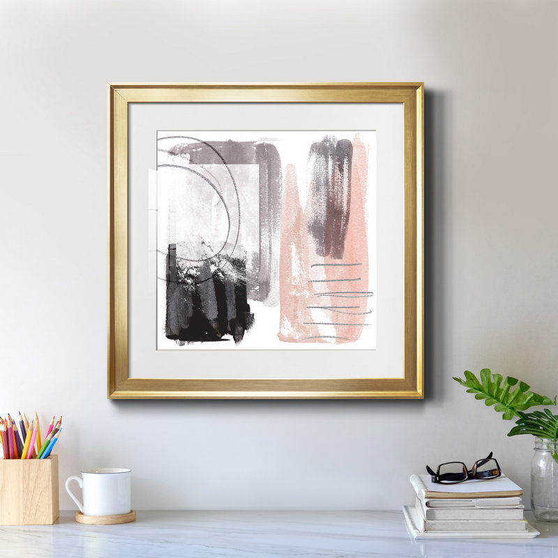 Coexistance III - reproduction encadrée de qualité supérieure - prête à être accrochée, Papier avec cadre doré, Blanc