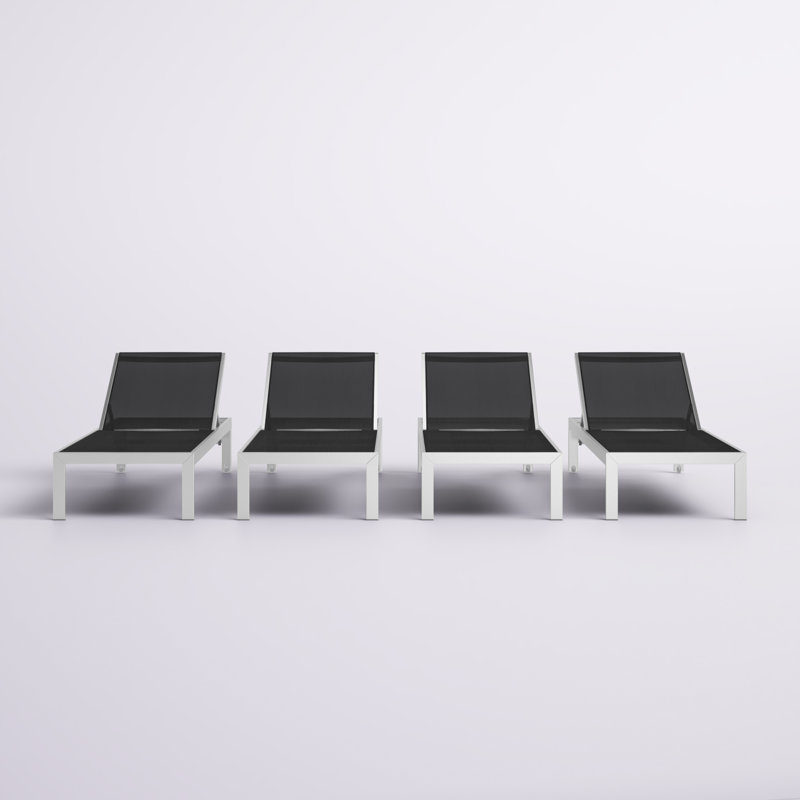 Bashira 76" Long Reclining Chaise Lounge Set, Black