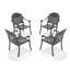 Chaise de patio en fonte d'aluminium 4 pièces avec cadre noir et coussins rouges-882976669-882976671