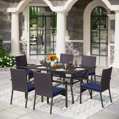 Alyah 7 Piece Bar Height Dining Set with Cushions