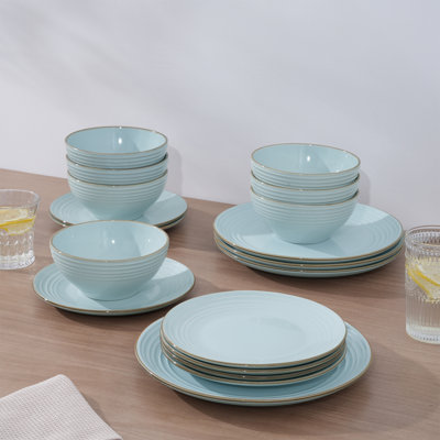  18 Piece Stoneware Dinnerware Set, Dish Set for 6