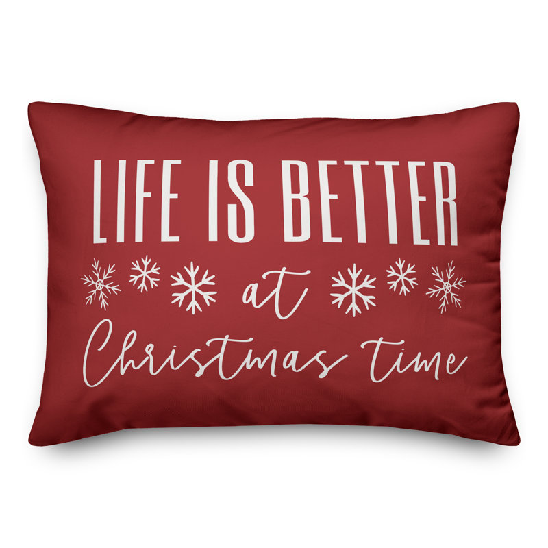  Coussin lombaire rectangulaire Life is Better at Christmas Time, Rouge