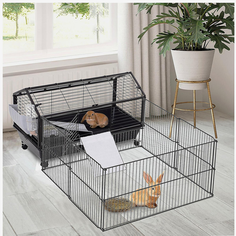 Cage pour petits animaux avec roulettes, bouteille d'eau, L 35 po